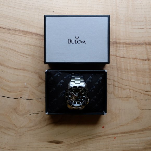 Bulova Marine Star Skeleton Automatic 21 Jewels Silver Tone Men's Watch - Picture 11 of 12